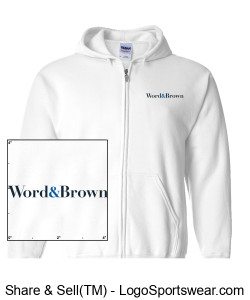 Word and Brown Zip Up Hoodie - White Design Zoom